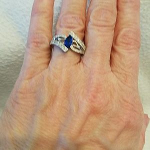 Blue stone, sterling silver ring, sz 6, new